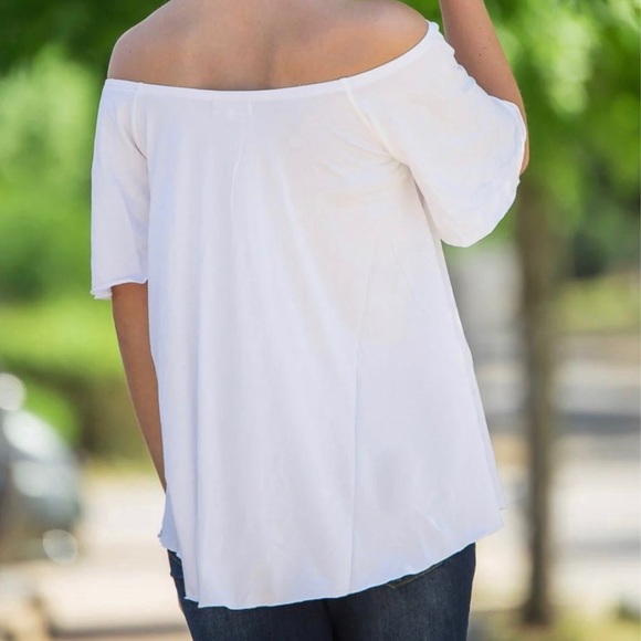 Piko 1988 Off Shoulder Bamboo Off White Tunic Short Sleeves Size M - Picture 2 of 8